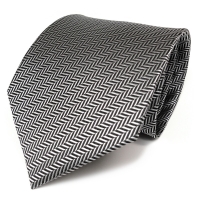TigerTie Designer Krawatte in silber grau-schwarz gestreift - Schlips Binder Tie